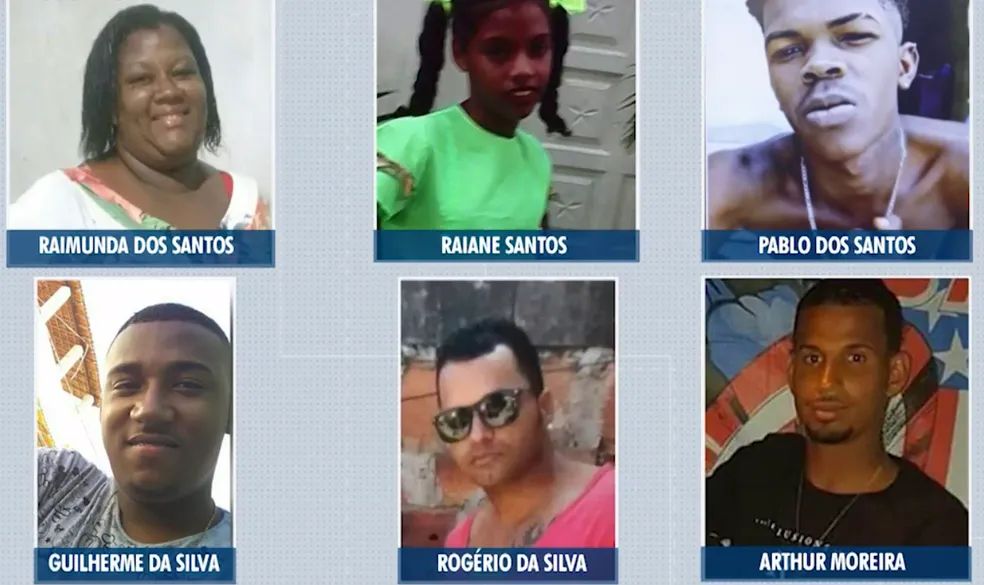 Vtimas da chacina deixou seis mortos em Lauro de Freitas  Foto: Reproduo / TV Bahia