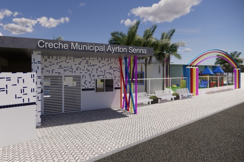 Foto: Divulgação - Eunápolis: Com obra de alto padrão, Creche Ayrton Senna está ganhando estrutura moderna e mais vagas
