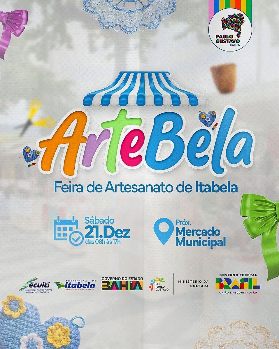 ArteBela: Feira de Artesanato rene artesos e celebra cultura local neste sbado em Itabela