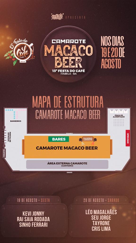 Camarote Macaco Beer oferece Open Bar Devassa, conforto e vista privilegiada da 13ª Festa do Café