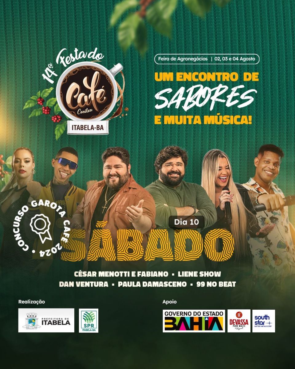 Prefeitura de Itabela divulga a programao completa dos shows musicais da 14 Festa do Caf Conilon - (Foto: Divulgao)