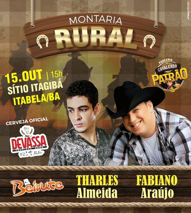 Evento contar com passeio a cavalos e shows musicais de Tharles Almeida e Fabiano Arajo
