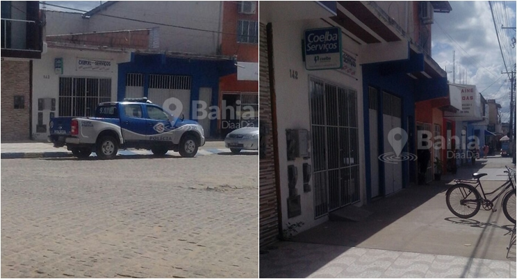 Agncia credenciada da Coelba  assaltada no centro de Itabela. (Foto: Leitor Bahia Dia a Dia por meio do Whatsapp)