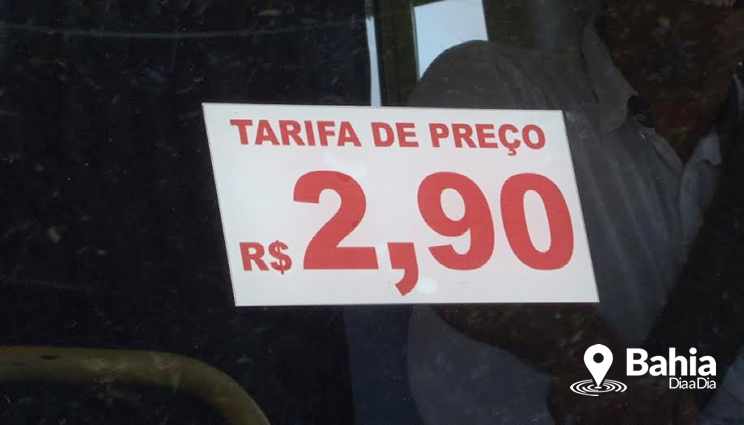 Tarifa de ônibus em Porto Seguro que custava 2,70, agora custa 2,90.  (Foto: C.Silveira/Bahia Dia a Dia)